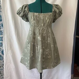 Altar'd State Green Puff Sleeve Mini Dress
